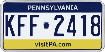 PA license plate KFF2418