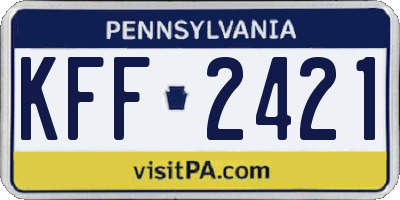 PA license plate KFF2421