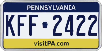 PA license plate KFF2422