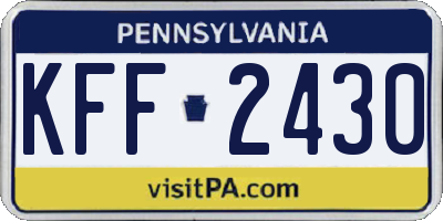 PA license plate KFF2430
