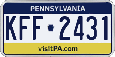 PA license plate KFF2431