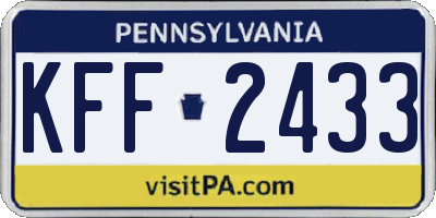 PA license plate KFF2433