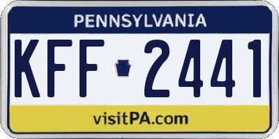 PA license plate KFF2441