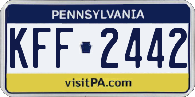 PA license plate KFF2442