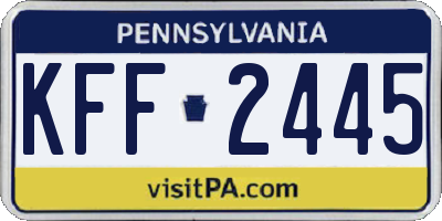 PA license plate KFF2445
