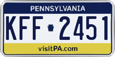 PA license plate KFF2451