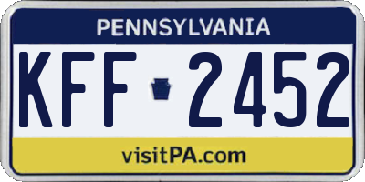 PA license plate KFF2452
