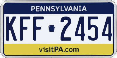 PA license plate KFF2454