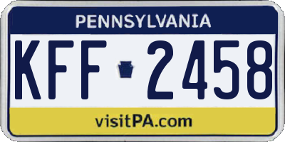 PA license plate KFF2458