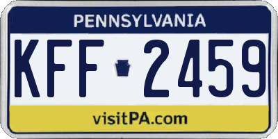 PA license plate KFF2459