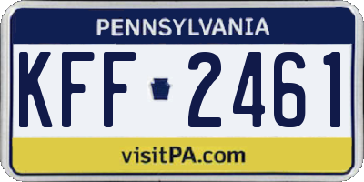 PA license plate KFF2461
