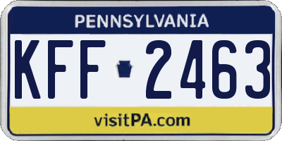 PA license plate KFF2463