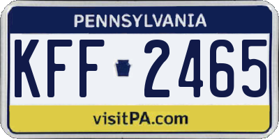 PA license plate KFF2465