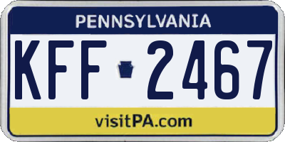 PA license plate KFF2467