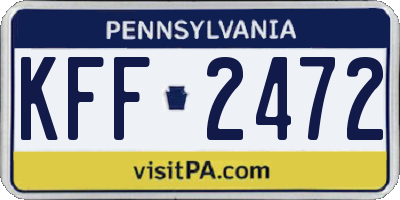PA license plate KFF2472