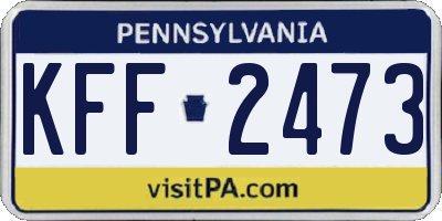 PA license plate KFF2473