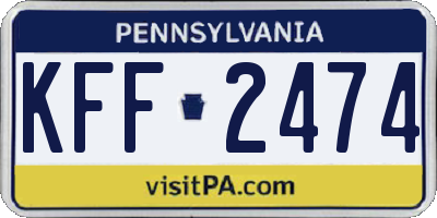 PA license plate KFF2474