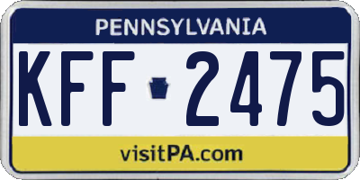 PA license plate KFF2475