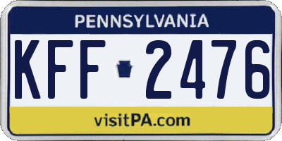 PA license plate KFF2476