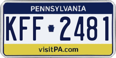 PA license plate KFF2481
