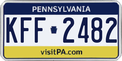 PA license plate KFF2482