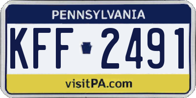 PA license plate KFF2491