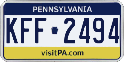PA license plate KFF2494
