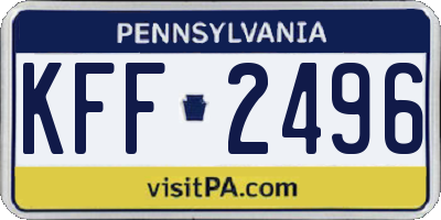 PA license plate KFF2496