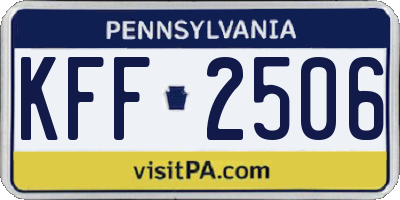PA license plate KFF2506