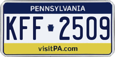 PA license plate KFF2509