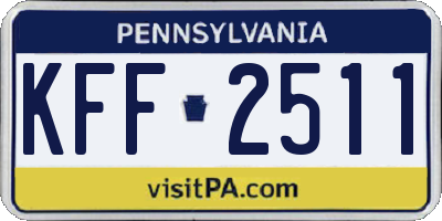 PA license plate KFF2511