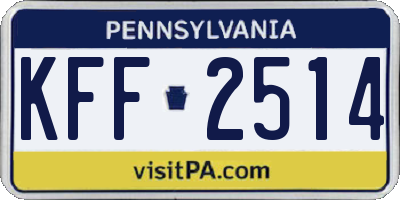 PA license plate KFF2514