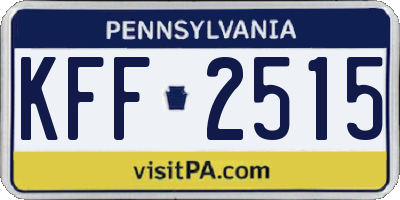 PA license plate KFF2515