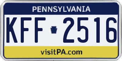 PA license plate KFF2516