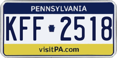 PA license plate KFF2518