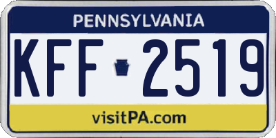 PA license plate KFF2519