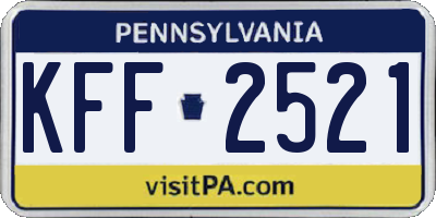 PA license plate KFF2521