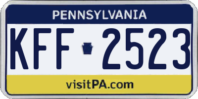 PA license plate KFF2523
