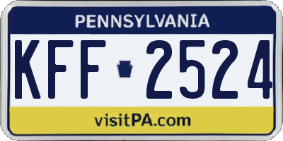PA license plate KFF2524