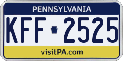 PA license plate KFF2525