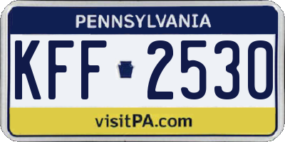 PA license plate KFF2530