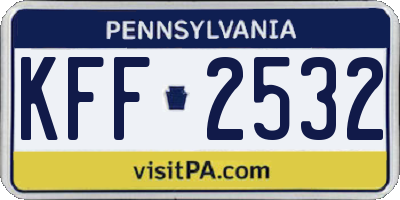 PA license plate KFF2532