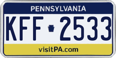 PA license plate KFF2533