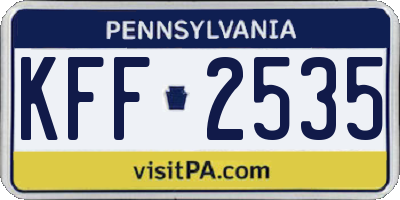 PA license plate KFF2535
