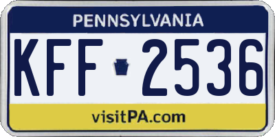 PA license plate KFF2536