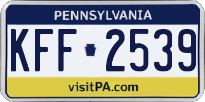 PA license plate KFF2539