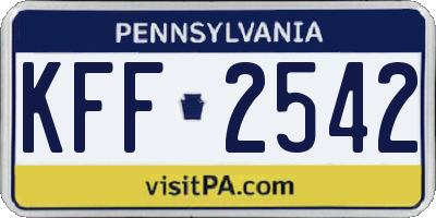 PA license plate KFF2542