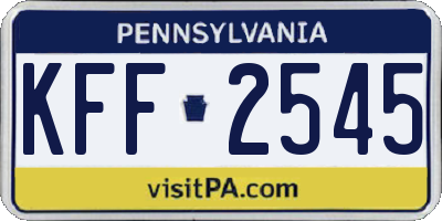 PA license plate KFF2545