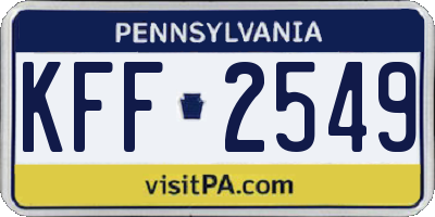 PA license plate KFF2549