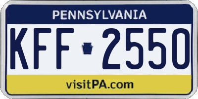 PA license plate KFF2550